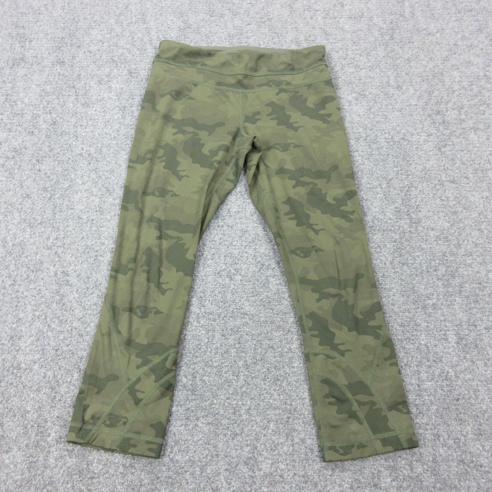Lululemon Pants Womens 4 Green Camo Crop‎ Leggings Yoga Running Athletic